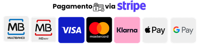 Pagamento seguro Stripe e bandeiras de pagamento